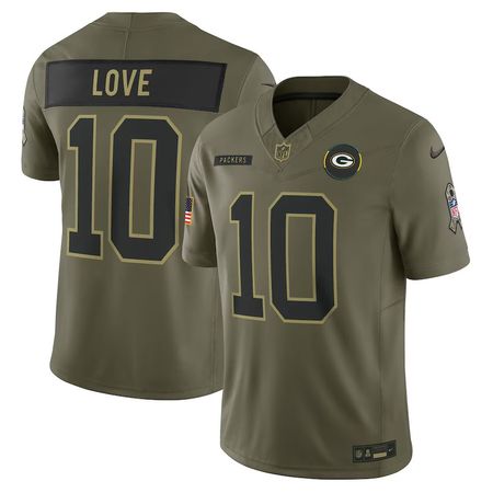 Men's Green Bay Packers #10 Jordan Love Nike Olive 2025 Salute to Service Limited Jersey