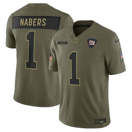 Men's New York Giants #1 Malik Nabers Nike Olive 2025 Salute to Service Limited Jersey
