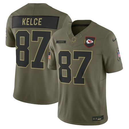 Men's Kansas City Chiefs #87 Travis Kelce Nike Olive 2025 Salute to Service Limited Jersey