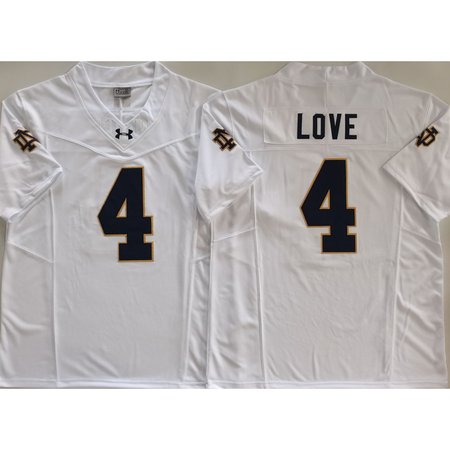 Youth Notre Dame Fighting Irish #4 Jeremiyah Love White Stitched Jersey