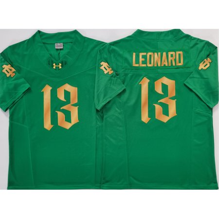 Youth Notre Dame Fighting Irish #13 Riley Leonard Green Stitched Jersey