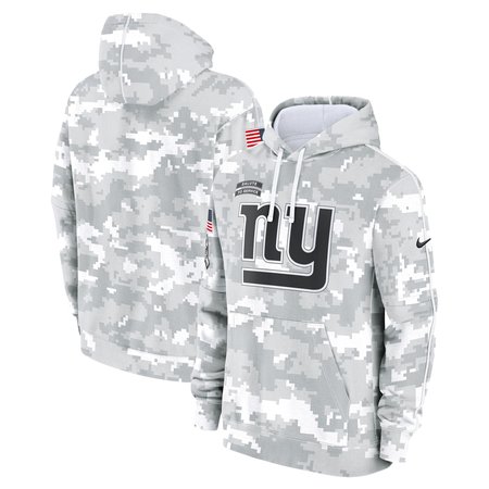 Youth New York Giants White/Gray 2024 Salute To Service Pullover Hoodie