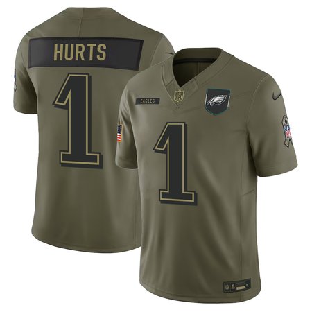 Youth's Philadelphia Eagles #1 Jalen Hurts Nike Olive 2025 Salute to Service Retired Limited Jersey