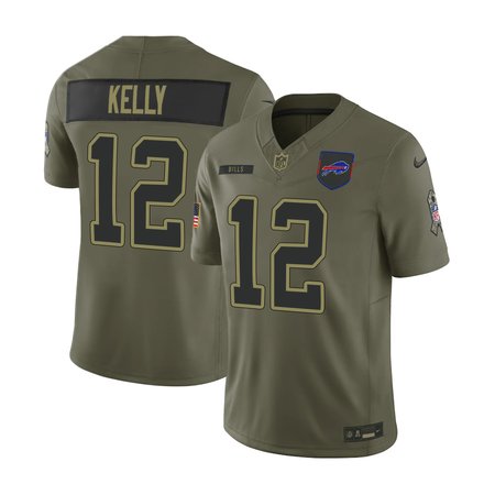Youth's Buffalo Bills #12 Jim Kelly Nike Olive 2025 Salute to Service Retired Limited Jersey