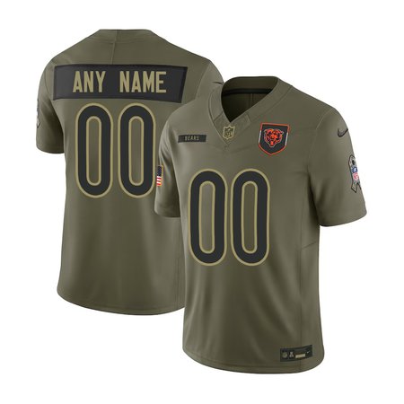 Youth's Chicago Bears Custom Nike Olive 2025 Salute to Service Retired Limited Jersey