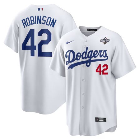 Youth Los Angeles Dodgers #42 Jackie Robinson Nike White 2025 World Series Home Limited Jersey