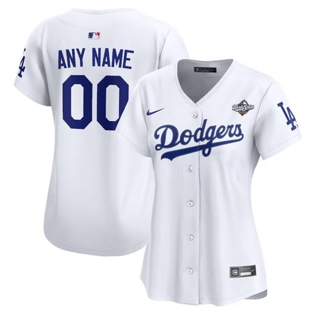 Women's Los Angeles Dodgers Custom Nike White 2025 World Series Home Replica Player Jersey