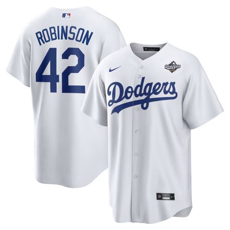 Youth Los Angeles Dodgers #42 Jackie Robinson Nike White 2025 World Series Replica Player Jersey