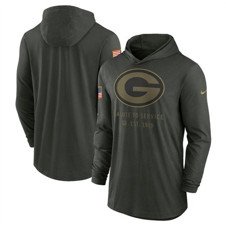Men's Green Bay Packers Forest Green 2025 Salute to Service Sideline Dri-FIT Lightweight Pullover Hoodie
