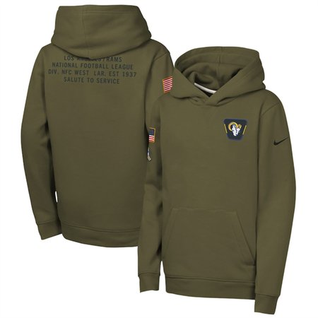Youth Los Angeles Rams Olive 2025 Salute to Service Club Fleece Hoodie