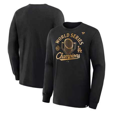 Men's Los Angeles Dodgers Black 2025 World Series Champions Locker Room Parade Long Sleeve T-Shirt