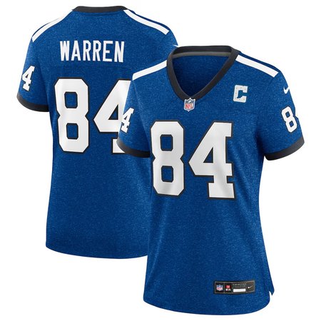 Women's Indianapolis Colts #84 Tyler Warren Nike Heather Royal Alternate 2 Indiana Nights Game Jersey