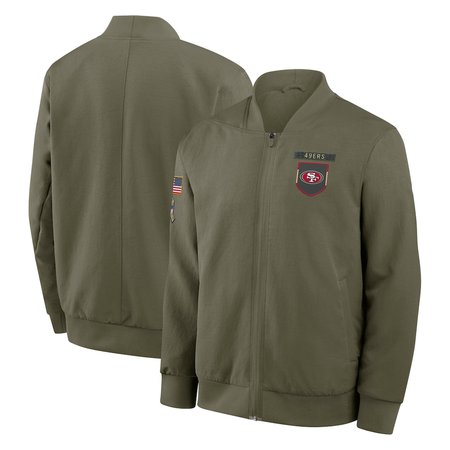 Men's San Francisco 49ers Nike Olive 2025 Salute to Service Sideline Full-Zip Bomber Jacket