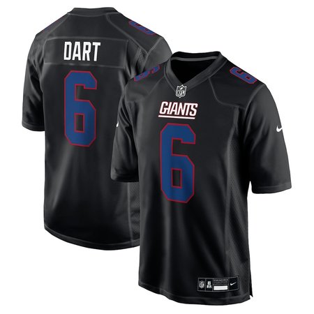 Youth New York Giants #6 Jaxson Dart Carbon Black Fashion Game Jersey