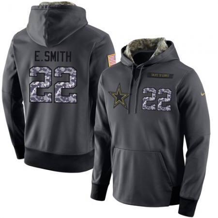 NFL Men's Dallas Cowboys #22 Emmitt Smith Stitched Black Anthracite Salute to Service Player Performance Hoodie
