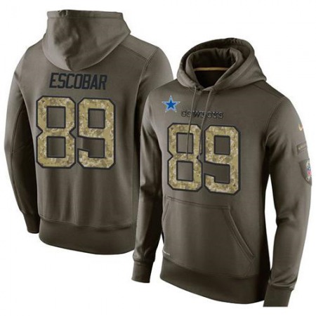 NFL Men's Dallas Cowboys #89 Gavin Escobar Stitched Green Olive Salute To Service KO Performance Hoodie