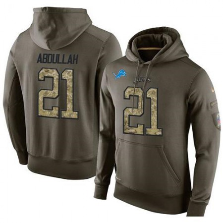 NFL Men's Detroit Lions #21 Ameer Abdullah Stitched Green Olive Salute To Service KO Performance Hoodie