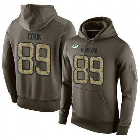 NFL Men's Green Bay Packers #89 Jared Cook Stitched Green Olive Salute To Service KO Performance Hoodie