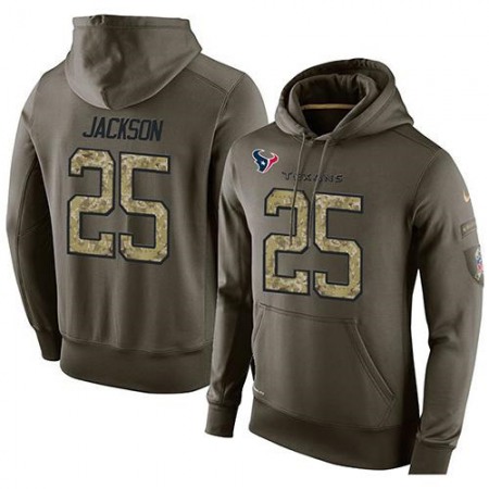 NFL Men's Houston Texans #25 Kareem Jackson Stitched Green Olive Salute To Service KO Performance Hoodie