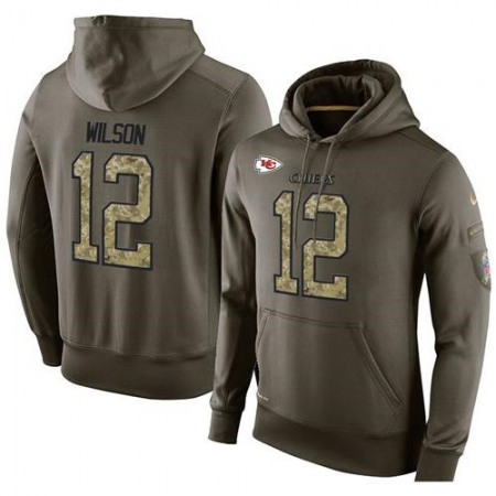 NFL Men's Kansas City Chiefs #12 Albert Wilson Stitched Green Olive Salute To Service KO Performance Hoodie