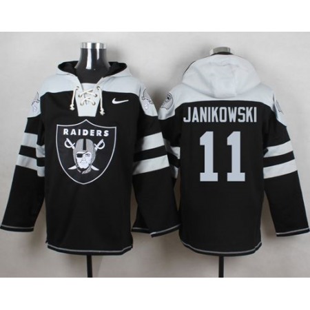 Raiders #11 Sebastian Janikowski Black Player Pullover NFL Hoodie