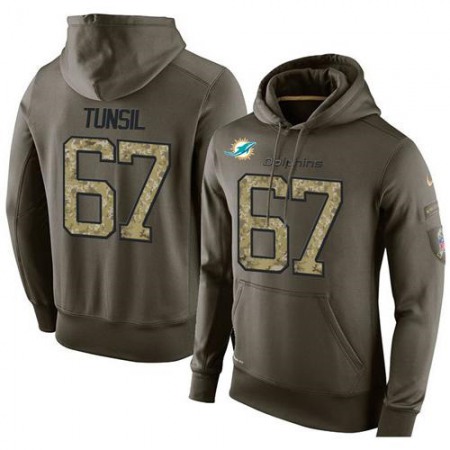 NFL Men's Miami Dolphins #67 Laremy Tunsil Stitched Green Olive Salute To Service KO Performance Hoodie