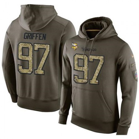 NFL Men's Minnesota Vikings #97 Everson Griffen Stitched Green Olive Salute To Service KO Performance Hoodie