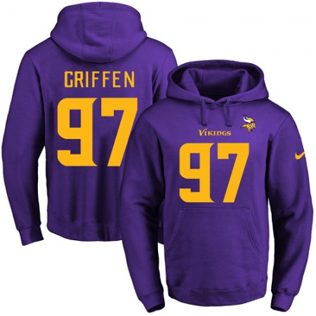 Vikings #97 Everson Griffen Purple(Gold No.) Name & Number Pullover NFL Hoodie