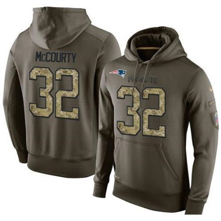 NFL Men's New England Patriots #32 Devin McCourty Stitched Green Olive Salute To Service KO Performance Hoodie