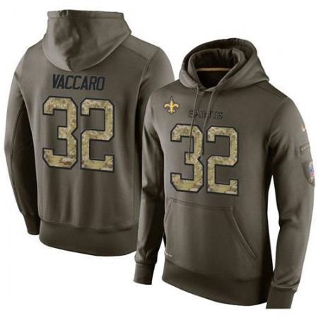 NFL Men's New Orleans Saints #32 Kenny Vaccaro Stitched Green Olive Salute To Service KO Performance Hoodie
