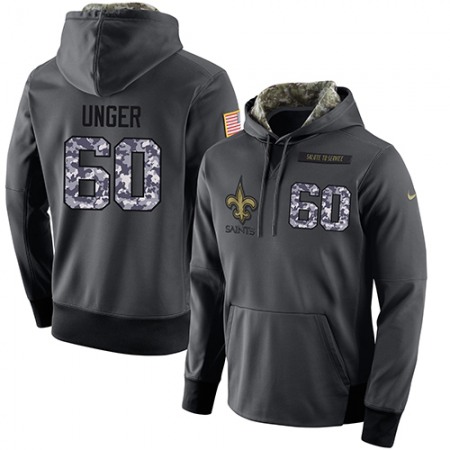 NFL Men's New Orleans Saints #60 Max Unger Stitched Black Anthracite Salute to Service Player Performance Hoodie