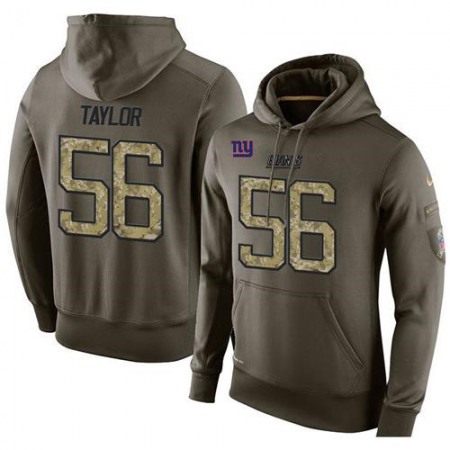 NFL Men's New York Giants #56 Lawrence Taylor Stitched Green Olive Salute To Service KO Performance Hoodie