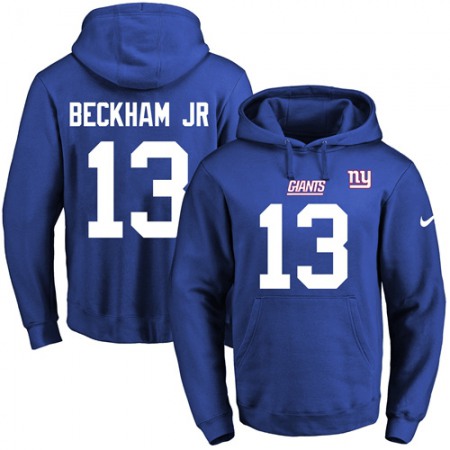 Giants #13 Odell Beckham Jr Royal Blue Name & Number Pullover NFL Hoodie
