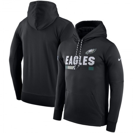 Men's Philadelphia Eagles Black Sideline Team Name Performance Pullover Hoodie