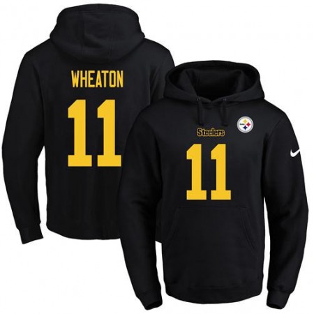 Steelers #11 Markus Wheaton Black(Gold No.) Name & Number Pullover NFL Hoodie