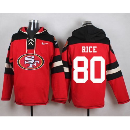 49ers #80 Jerry Rice Red Player Pullover NFL Hoodie