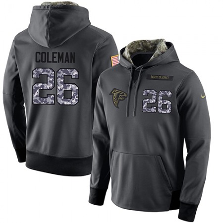 NFL Men's Atlanta Falcons #26 Tevin Coleman Stitched Black Anthracite Salute to Service Player Performance Hoodie