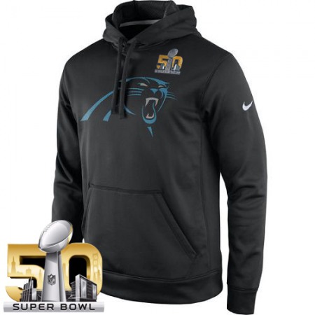 Men's Carolina Panthers Black Super Bowl 50 Practice Performance Pullover Hoodie