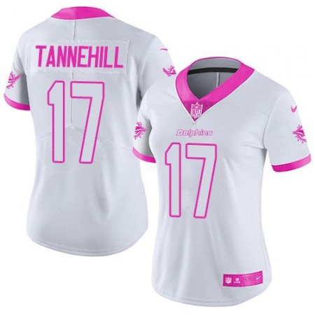 Dolphins #17 Ryan Tannehill White/Pink Women's Stitched NFL Limited Rush Fashion Jersey