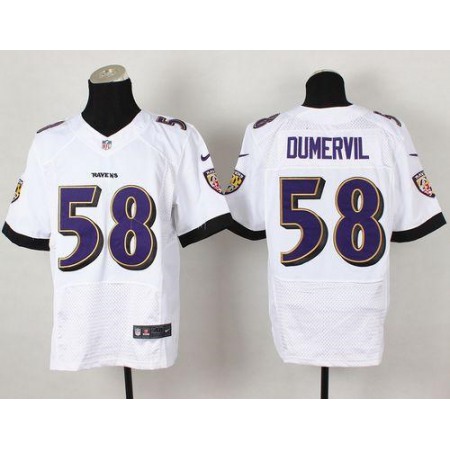 Ravens #58 Elvis Dumervil White Men's Stitched NFL New Elite Jersey