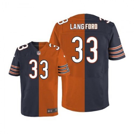Bears #33 Jeremy Langford Navy Blue/Orange Men's Stitched NFL Elite Split Jersey
