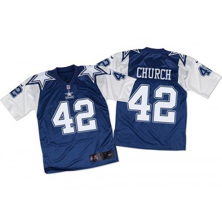 Cowboys #42 Barry Church Navy Blue/White Throwback Men's Stitched NFL Elite Jersey