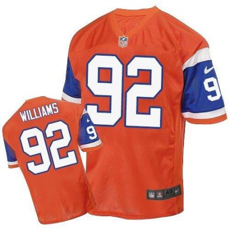 Broncos #92 Sylvester Williams Orange Throwback Men's Stitched NFL Elite Jersey