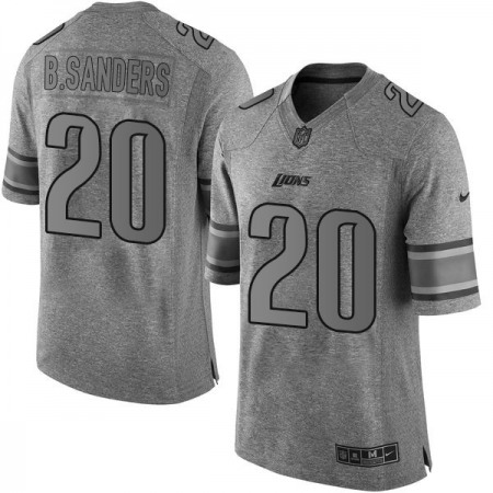 Lions #20 Barry Sanders Gray Men's Stitched NFL Limited Gridiron Gray Jersey