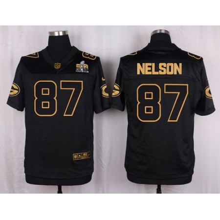 Packers #87 Jordy Nelson Black Men's Stitched NFL Elite Pro Line Gold Collection Jersey