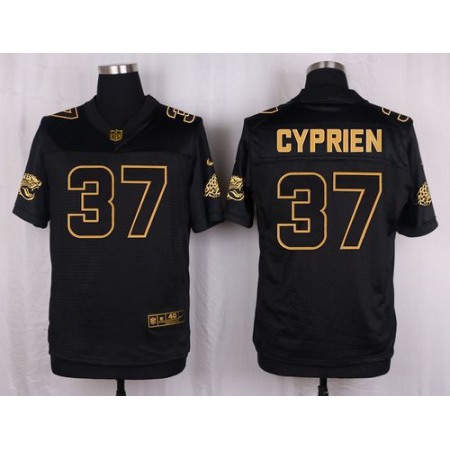 Jaguars #37 John Cyprien Black Men's Stitched NFL Elite Pro Line Gold Collection Jersey