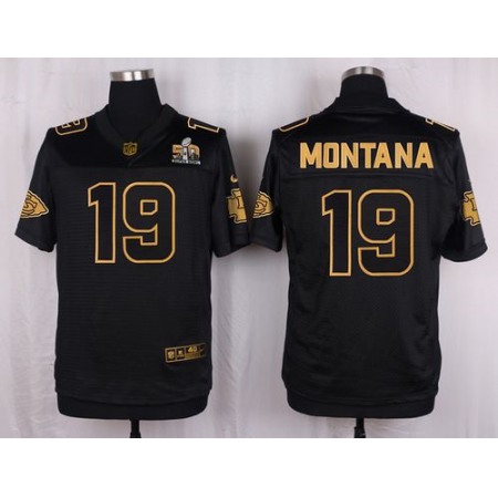 Chiefs #19 Joe Montana Black Men's Stitched NFL Elite Pro Line Gold Collection Jersey