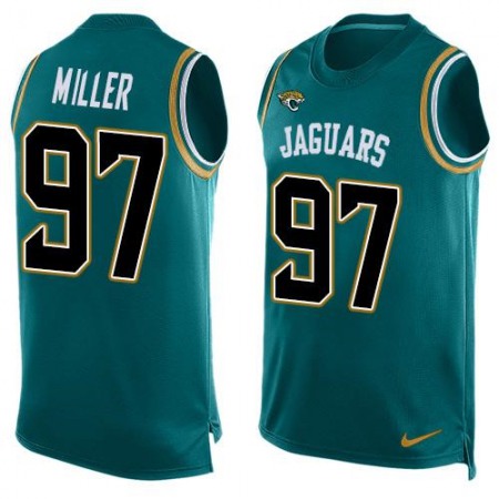 Jaguars #97 Roy Miller Teal Green Team Color Men's Stitched NFL Limited Tank Top Jersey
