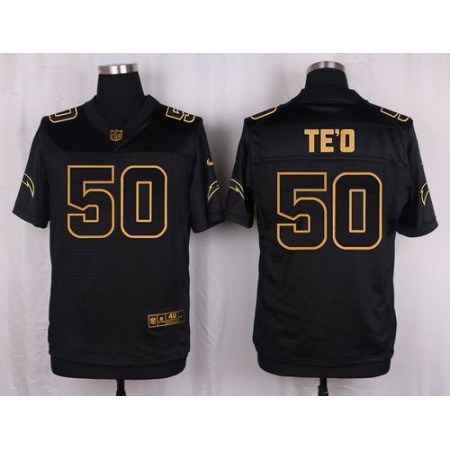 Chargers #50 Manti Te'o Black Men's Stitched NFL Elite Pro Line Gold Collection Jersey