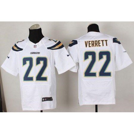 Chargers #22 Jason Verrett White Men's Stitched NFL New Elite Jersey
